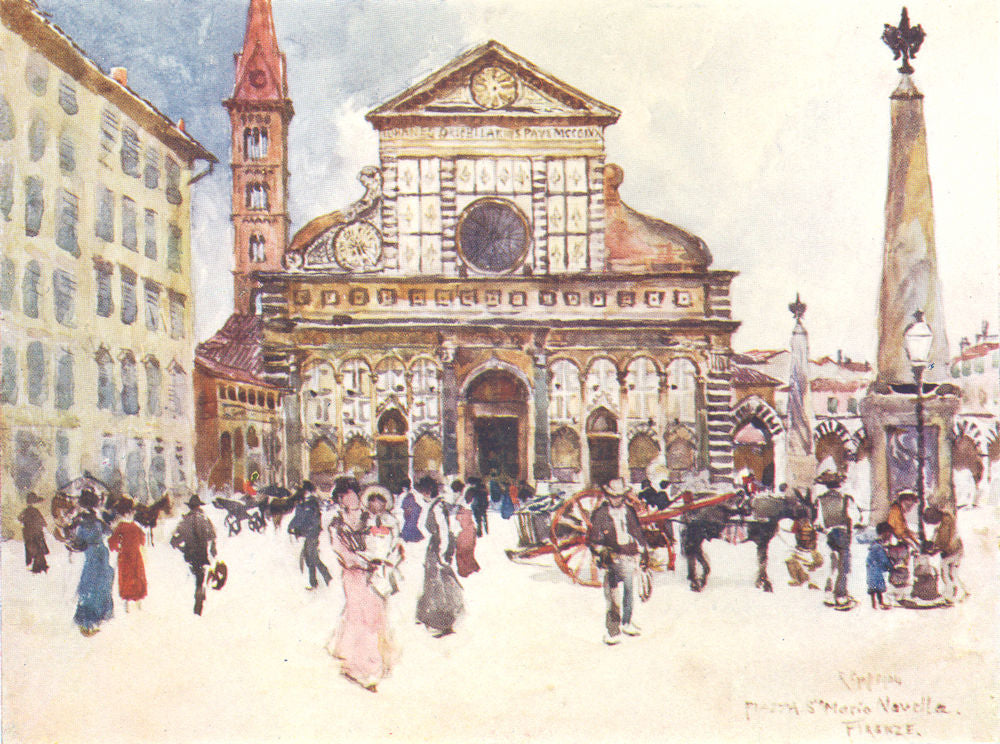FLORENCE FIRENZE. Piazza Santa Maria Novella. Italy 1905 old antique print